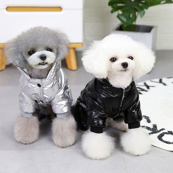 HKM-3270717 Thickened Cotton Four-Legged Dog Outfit for Winter - Casual Style in Black and Silver