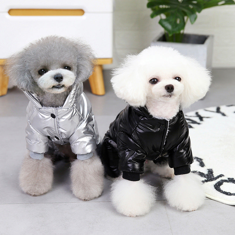 HKM-3270717 Thickened Cotton Four-Legged Dog Outfit for Winter - Casual Style in Black and Silver