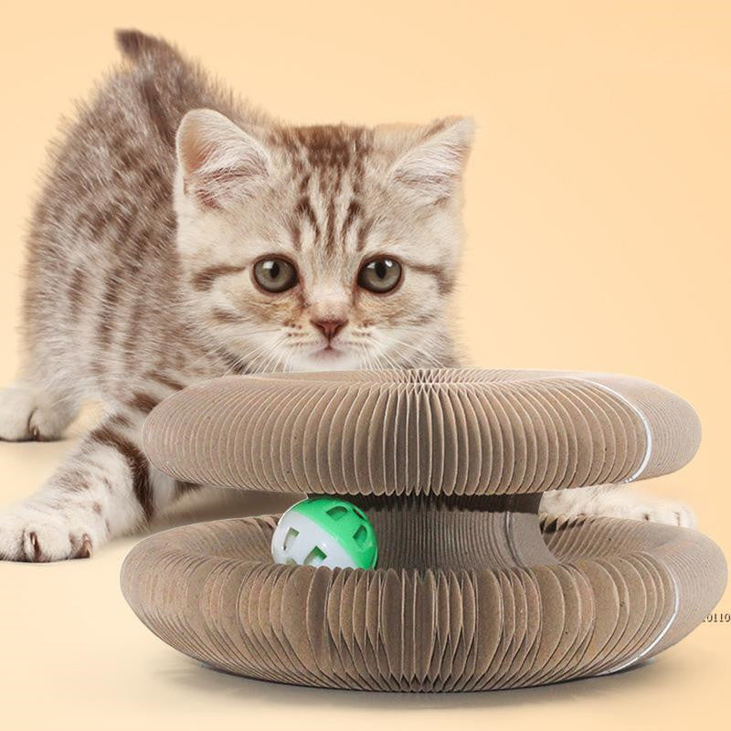 HKM-3272253 Corrugated Brown Cat Scratch Board - Durable, Shape-Changing Design for Pet Play