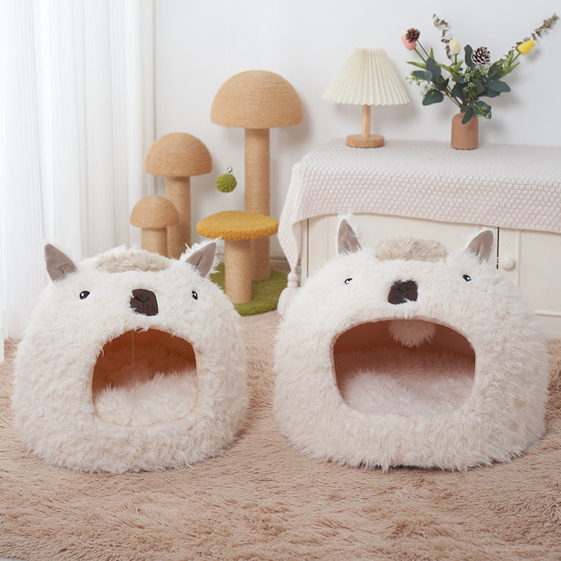 HKM-327251 Alpaca Pet Bed and Nest - Warm, Cozy Cushion for Cats and Dogs
