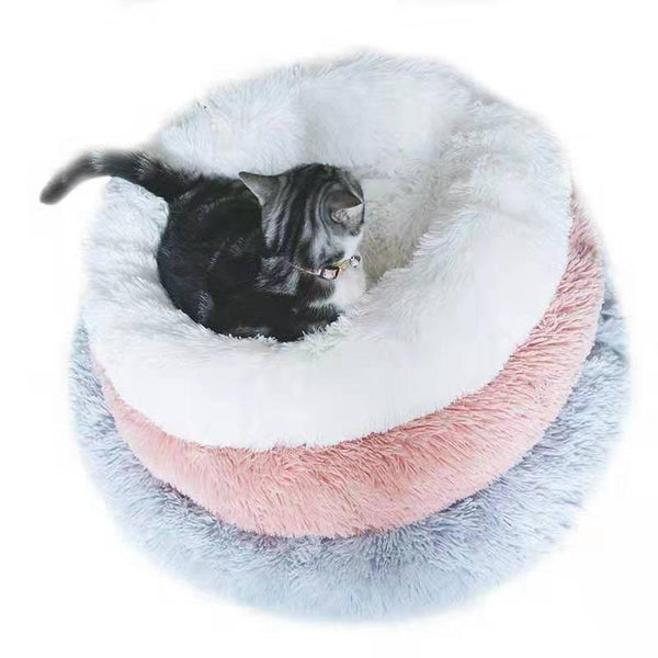 HKM-327315 Plush Round Pet Kennel - Soft Animal Nest for Dogs and Cats (Various Sizes Available)