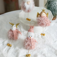 HKM-327443 Plush Snowman Doll Pendant for Festive Home Decoration in Pink