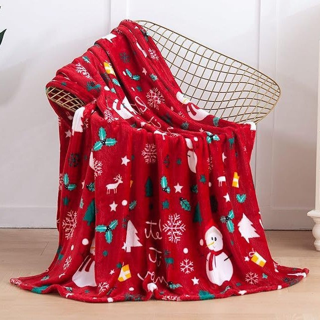 HKM-327635 Christmas Snowflake Flannel Blanket - 3D Printed Nap Quilt Available in Multiple Sizes