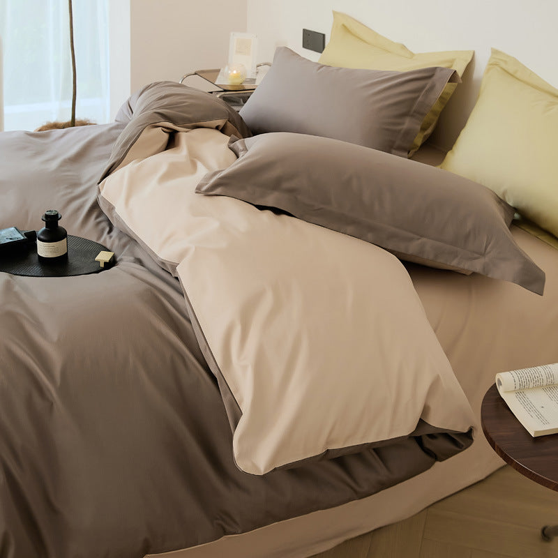 HKM-327635 Woolen Cotton Four-Piece Bed Set in Solid Color - Pure Long-Staple Cotton Bedding
