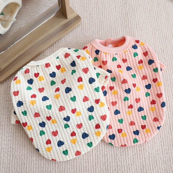 HKM-3277117 Cozy Small Dog Cardigan Sweater for Autumn and Winter in Pink and Beige