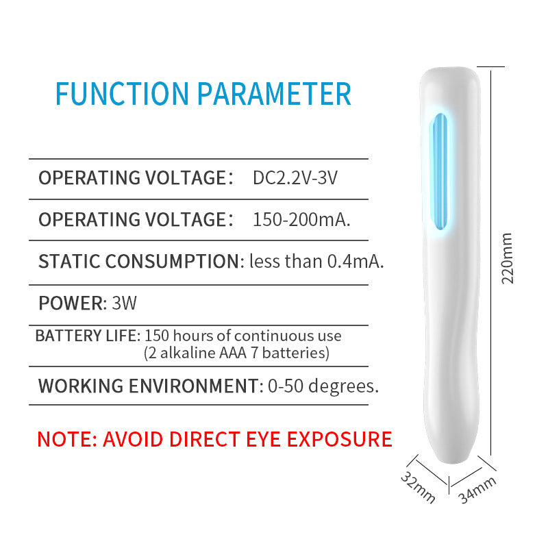 HKM-3277501 UV Hand Disinfection Stick - Portable UV Sterilizer with 3W Power and ABS Material