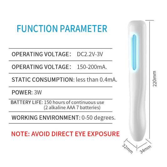 HKM-3277501 UV Hand Disinfection Stick - Portable UV Sterilizer with 3W Power and ABS Material