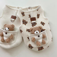 HKM-3277629 Cotton Vest for Dogs with Traction Ring - Minimalist Floral Design in White