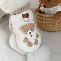 HKM-3277629 Cotton Vest for Dogs with Traction Ring - Minimalist Floral Design in White