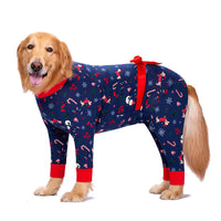 HKM-3278653 Navy Blue & Orange Bow Anti-Fur Cotton Pajamas for Big Dogs - Casual Four-Legged Pet Clothing