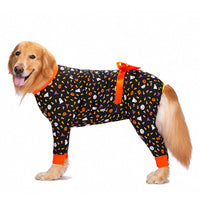 HKM-3278653 Navy Blue & Orange Bow Anti-Fur Cotton Pajamas for Big Dogs - Casual Four-Legged Pet Clothing
