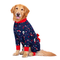 HKM-3278653 Navy Blue & Orange Bow Anti-Fur Cotton Pajamas for Big Dogs - Casual Four-Legged Pet Clothing