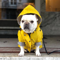 HKM-3279421 Padded Waterproof Dog Raincoat with Retro British Style in Yellow
