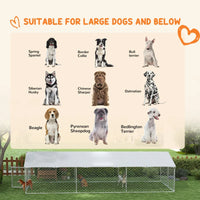 HKM-3281469 Large Outdoor Dog Kennel with Waterproof UV-Resistant Roof - Silver, 149 ft² Space for Dogs up to 66 lbs