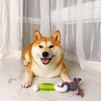 HKM-3282621 Interactive Double Knot Barbed Molar Rope Toy for Shiba Inu - 28cm