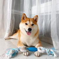 HKM-3282621 Interactive Double Knot Barbed Molar Rope Toy for Shiba Inu - 28cm