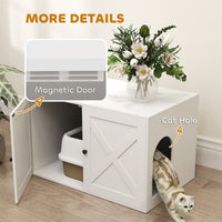 HKM-3283261 Stylish Cat Litter Box Enclosure with Barn Door - Multifunctional Furniture for Privacy and Organization