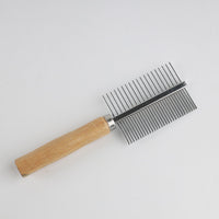 HKM-3283389 Double-Row Stainless Steel Comb for Dogs and Cats with Plastic or Wooden Handle