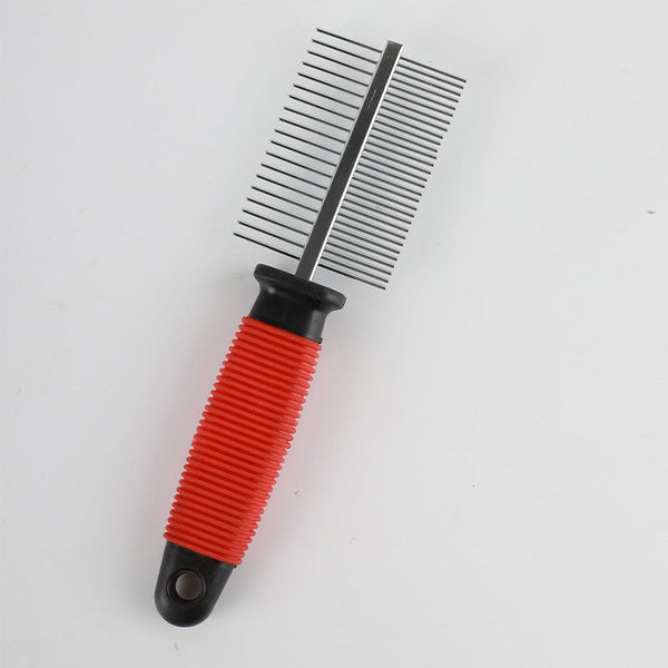 HKM-3283389 Double-Row Stainless Steel Comb for Dogs and Cats with Plastic or Wooden Handle