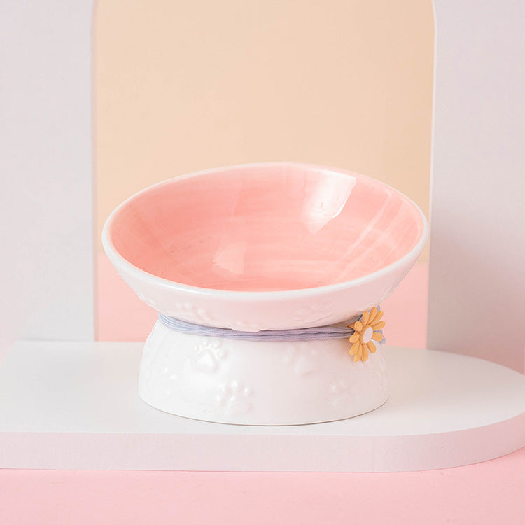 HKM-3283773 Colorful Ceramic Pet Bowl with High-Leg Design - Anti Overturning Feature