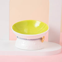 HKM-3283773 Colorful Ceramic Pet Bowl with High-Leg Design - Anti Overturning Feature