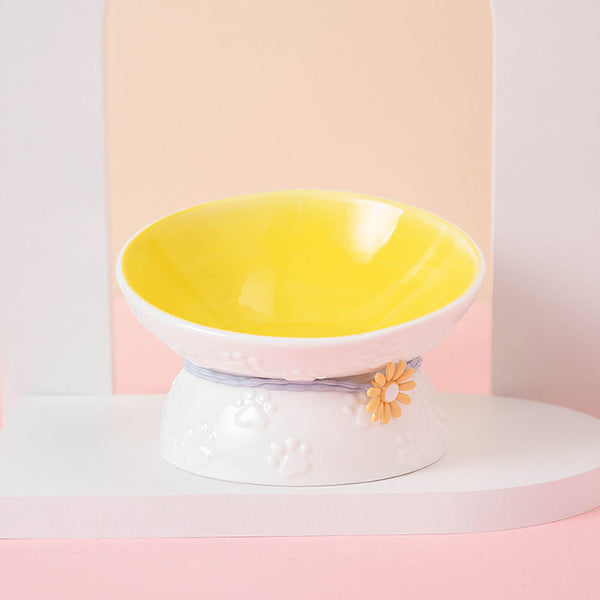 HKM-3283773 Colorful Ceramic Pet Bowl with High-Leg Design - Anti Overturning Feature