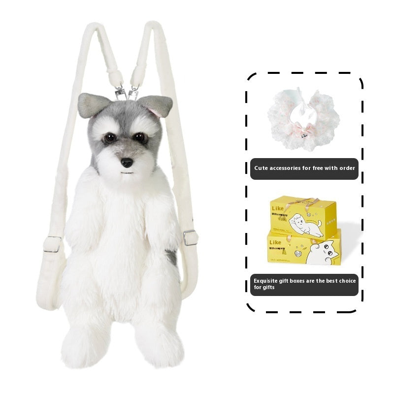 HKM-3284029 Schnauzer Cartoon Dog Backpack with Multi-Scarf Options for Youth