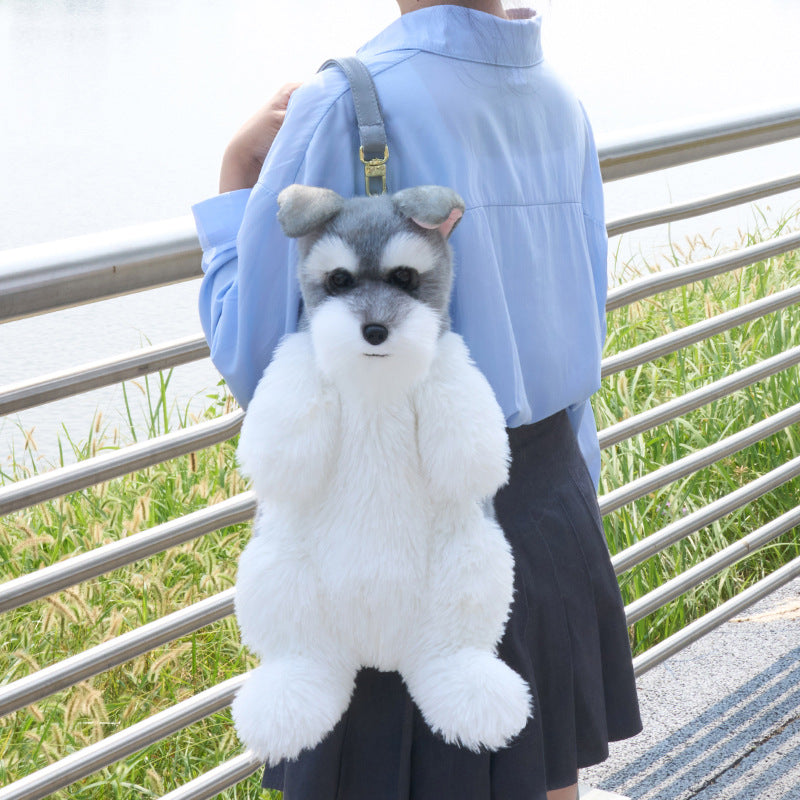 HKM-3284029 Schnauzer Cartoon Dog Backpack with Multi-Scarf Options for Youth