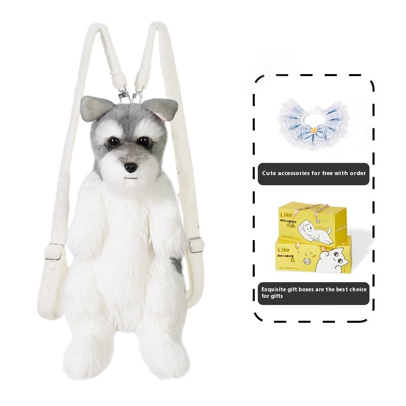 HKM-3284029 Schnauzer Cartoon Dog Backpack with Multi-Scarf Options for Youth