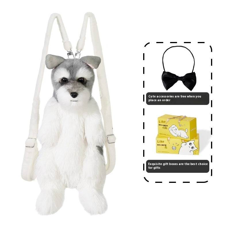 HKM-3284029 Schnauzer Cartoon Dog Backpack with Multi-Scarf Options for Youth