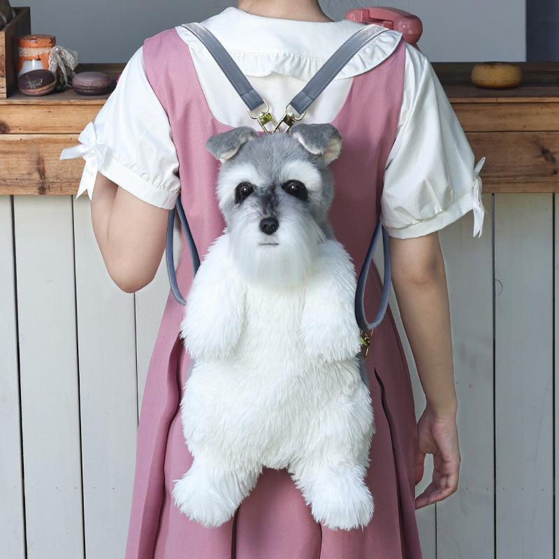 HKM-3284029 Schnauzer Cartoon Dog Backpack with Multi-Scarf Options for Youth