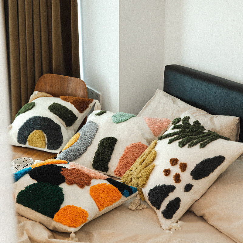 HKM-328403 Tufted Cotton Decorative Pillowcase for Modern Home Decor - Various Floral Designs