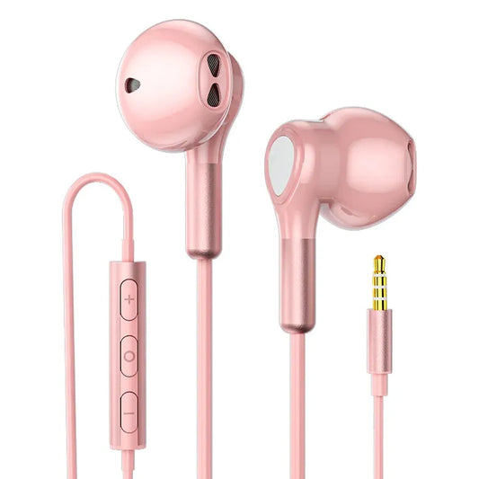 HKM-328531 Metal Wired Earphones with Mic - 1.2m 3.5mm Macaron Color for Mobile Phones