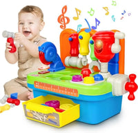 HKM-328595 Toddler Tool Bench Set with Shape Sorter and Mechanic Tools for Role Play Activities