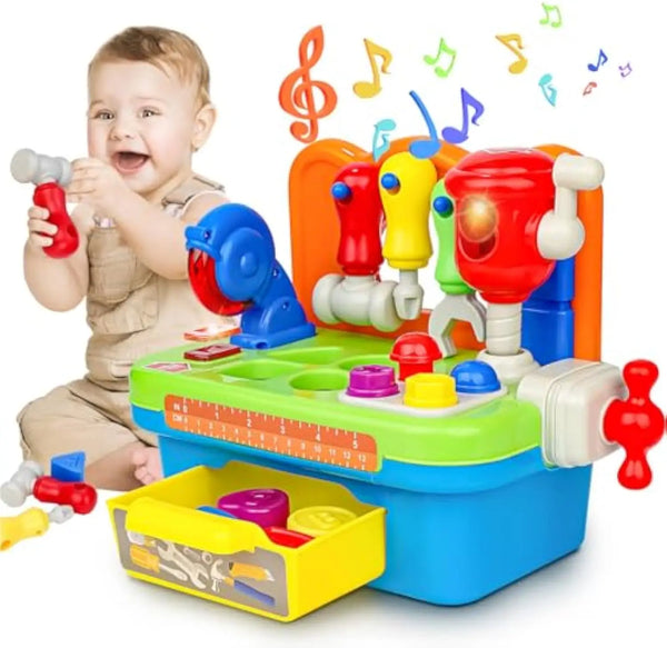 HKM-328595 Toddler Tool Bench Set with Shape Sorter and Mechanic Tools for Role Play Activities