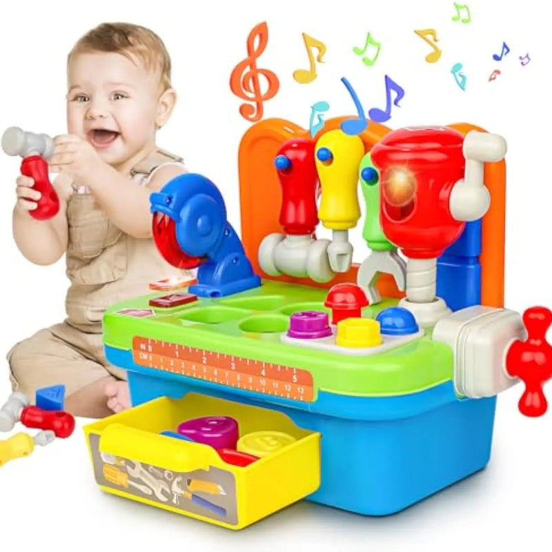 HKM-328595 Toddler Tool Bench Set with Shape Sorter and Mechanic Tools for Role Play Activities