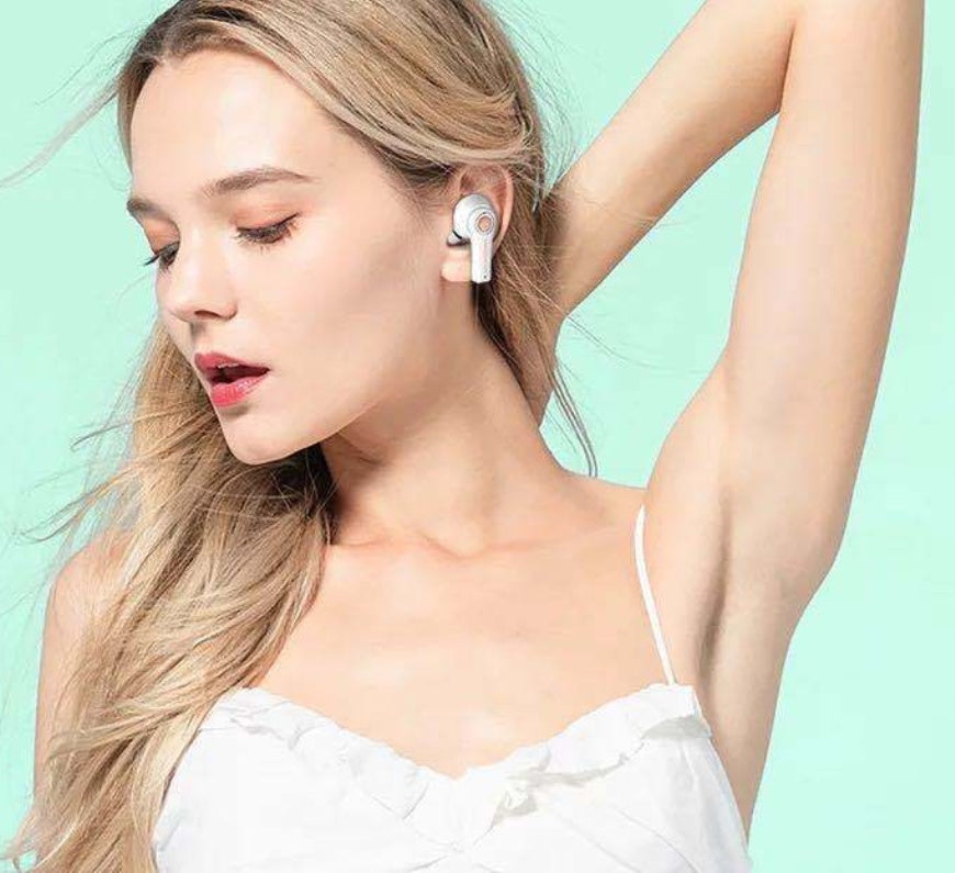 HKM-328659 True Wireless Sports Bluetooth Headset with Battery Display and Voice Control, Mono Channel, Multi-Point Connection - Available in Black and Pink White