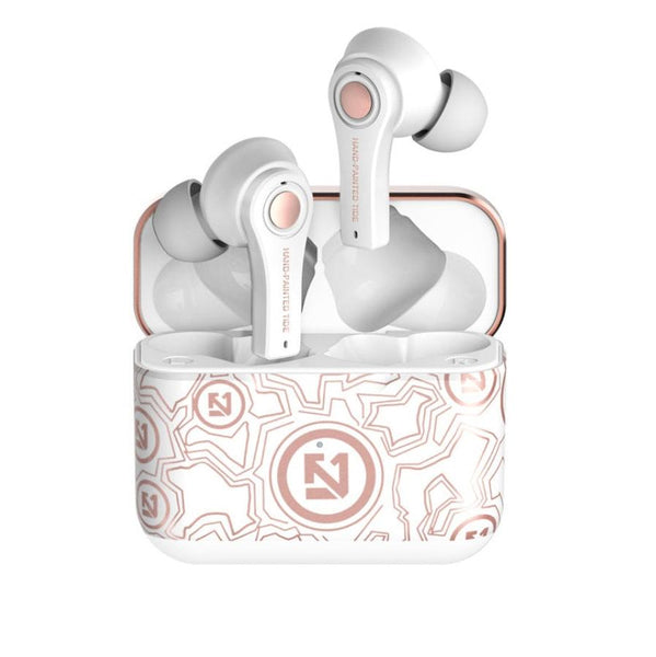 HKM-328659 True Wireless Sports Bluetooth Headset with Battery Display and Voice Control, Mono Channel, Multi-Point Connection - Available in Black and Pink White