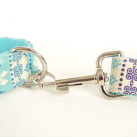 HKM-3287357 Ethnic Blue Handmade Dog Collar and Leash Set - Adjustable, Durable Polyester Material