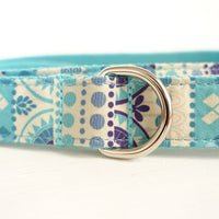 HKM-3287357 Ethnic Blue Handmade Dog Collar and Leash Set - Adjustable, Durable Polyester Material