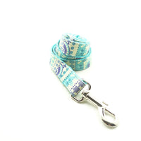 HKM-3287357 Ethnic Blue Handmade Dog Collar and Leash Set - Adjustable, Durable Polyester Material