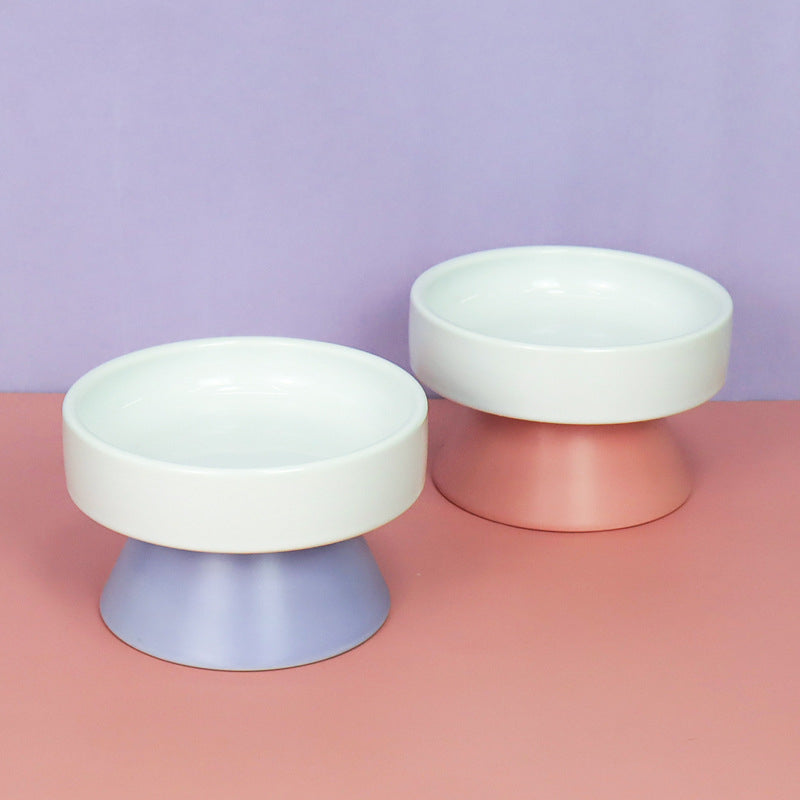 HKM-3287741 Ceramic Elevated Cat Water Bowl with Wide Mouth Design