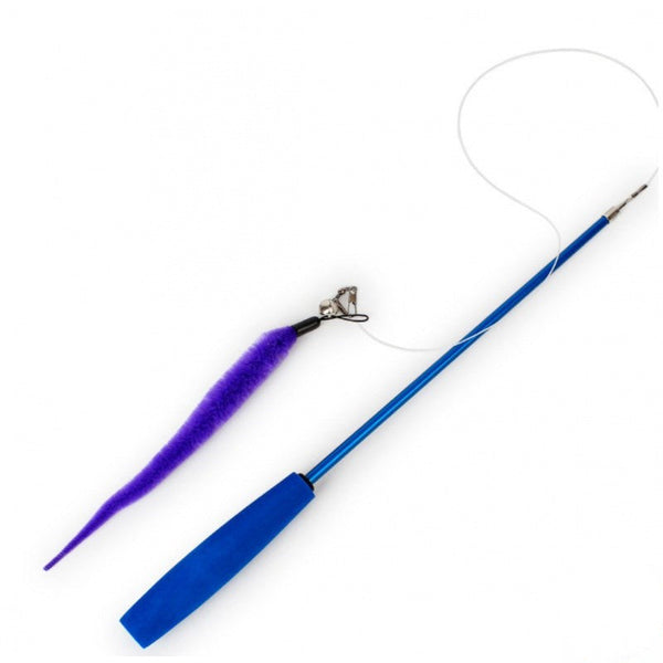 HKM-3288381 Telescopic Three-Section Cat Toy Pole with Plush Caterpillar and Feather Replacement Heads
