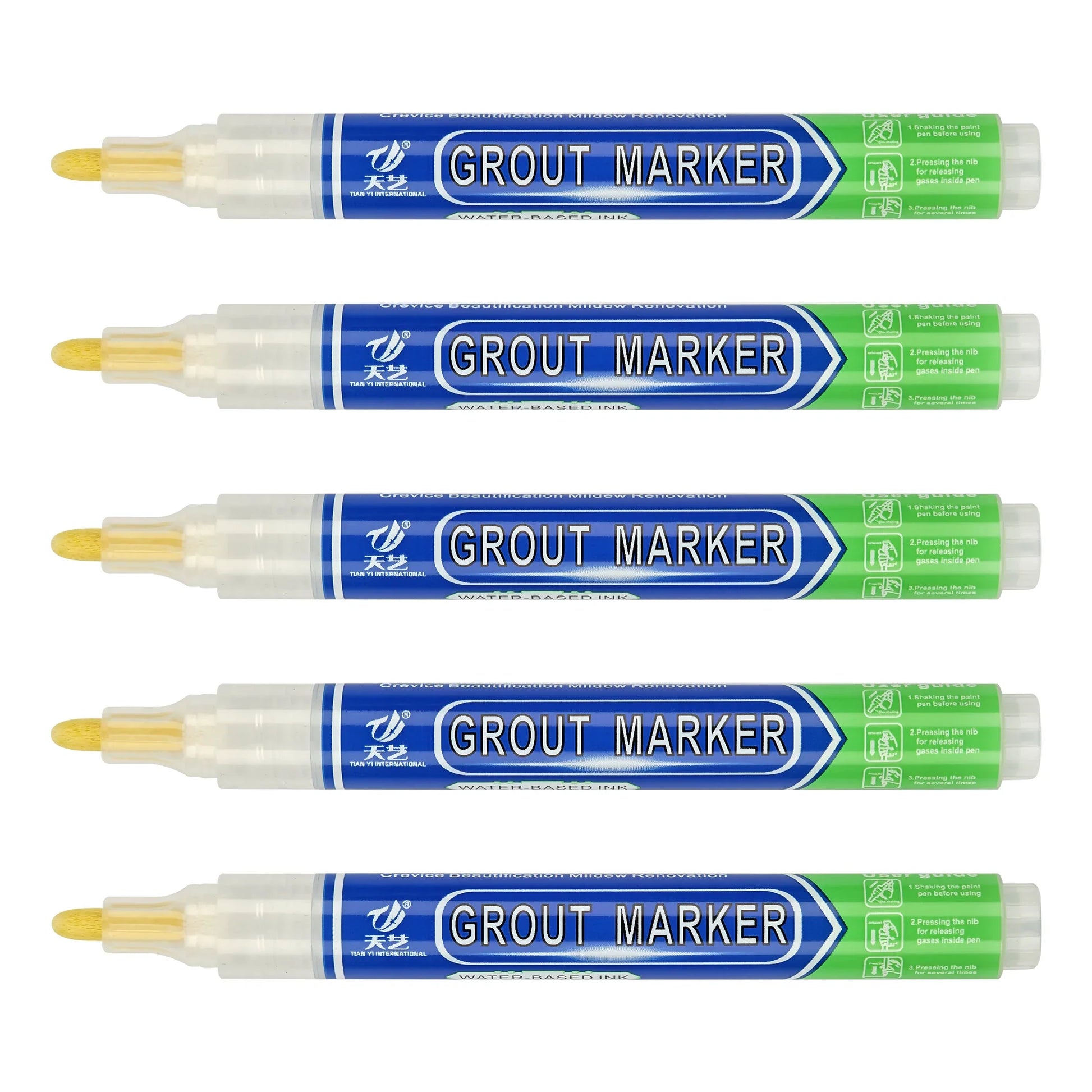 HKM-328915 Non-Toxic Water-Based Grout Marker Pen for Tile Repair in 12 Colours