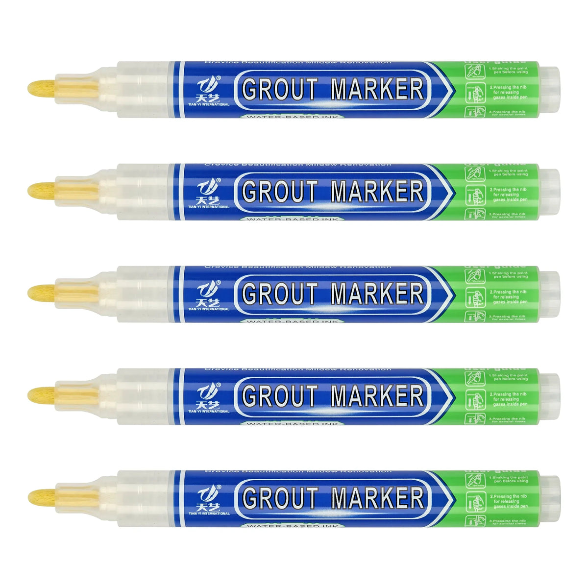 HKM-328915 Non-Toxic Water-Based Grout Marker Pen for Tile Repair in 12 Colours