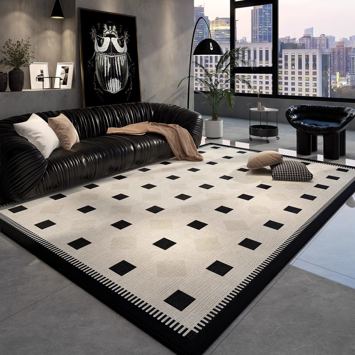 HKM-329043 Geometric Pattern Stain-resistant Non-slip Crystal Velvet Carpet in Multiple Sizes