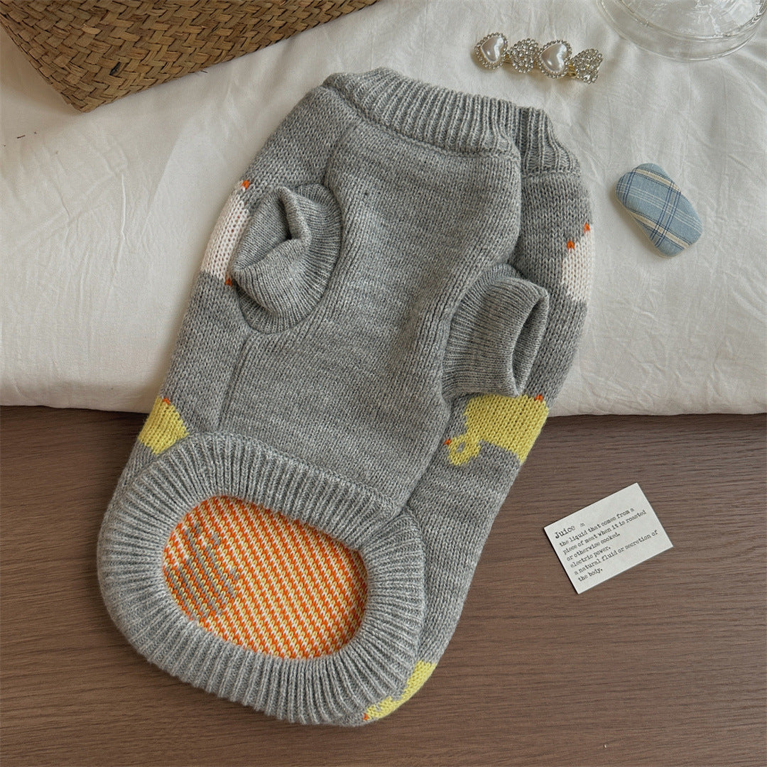 HKM-3291325 Cozy Grey Fair Isle Dog Sweater for Autumn and Winter Wear