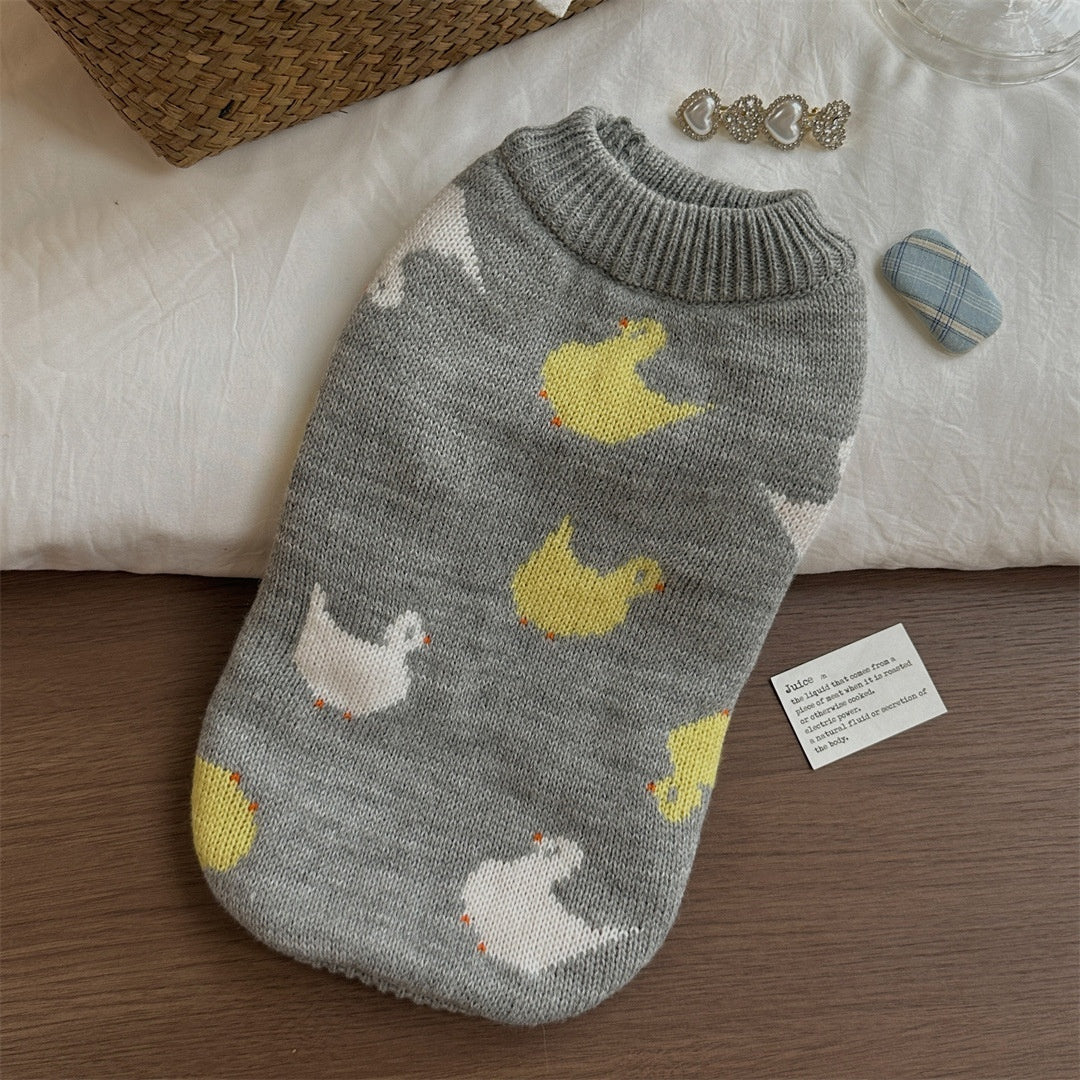HKM-3291325 Cozy Grey Fair Isle Dog Sweater for Autumn and Winter Wear