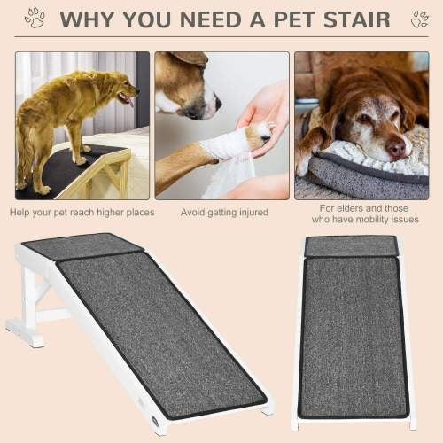 HKM-3291709 Pet Ramp with Non-Slip Carpet and Easy Access Top Platform, 49" x 16" x 14"