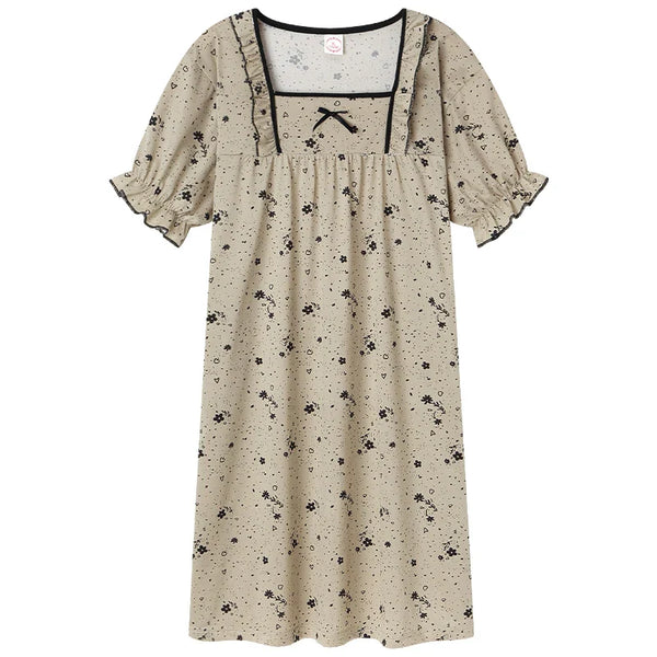HKM-329171 New Design Plus Size Spring and Autumn Cotton Nightdress Loose Casual Pregnant Women Long Skirts